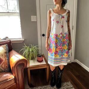 VINTAGE 1970s Floral Slip Dress